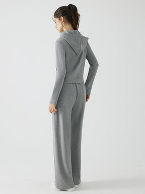 秋冬 ゆったり フード付き 斜めジップパーカ　