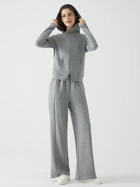 秋冬 ゆったり フード付き 斜めジップパーカ　