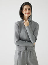 秋冬 ゆったり フード付き 斜めジップパーカ　