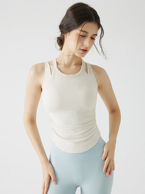 バックスタイル フェイクレイヤード スポーツブラ　