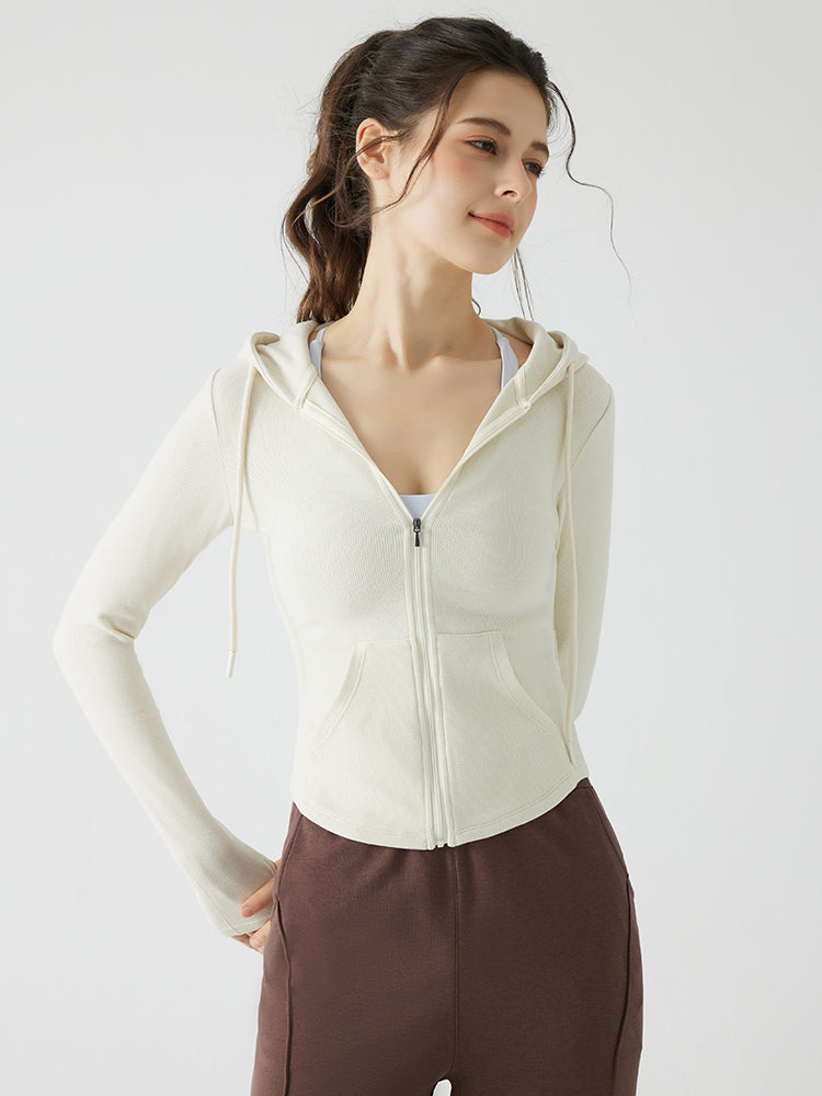 秋冬 スリムフィット フード付き パーカ