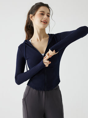 秋冬 スリムフィット フード付き パーカ