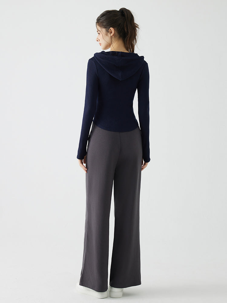 冬用 保温 ゆったり ワイドパンツ 裏起毛