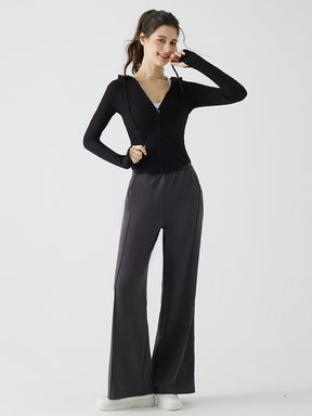 冬用 保温 ゆったり ワイドパンツ 裏起毛