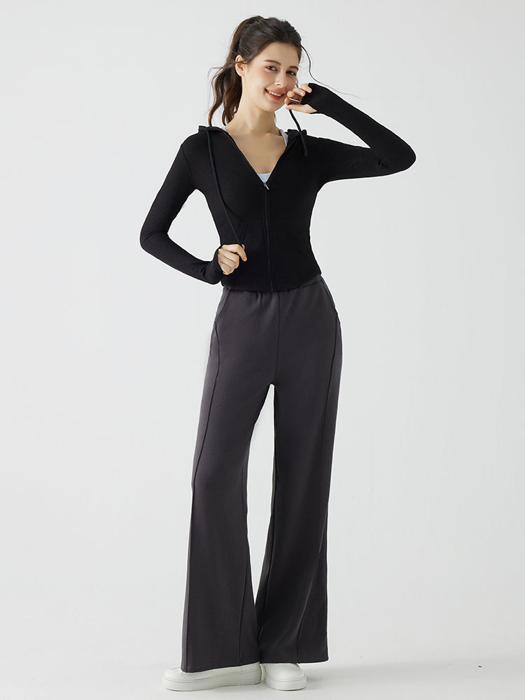 冬用 保温 ゆったり ワイドパンツ 裏起毛