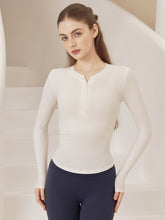 リブヘンリーネック ボタン付き 長袖