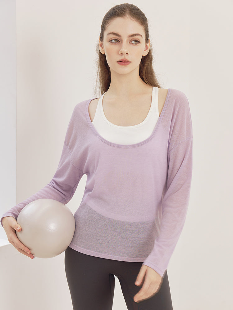 レーサーバック ロング丈 長袖トップス+スポーツブラセット