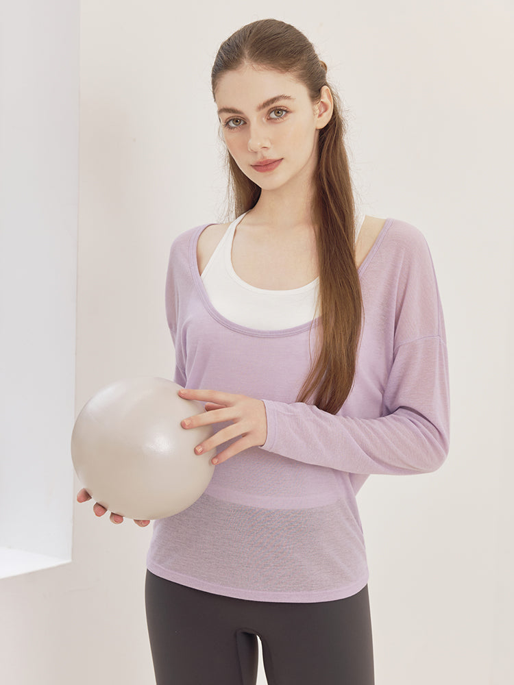 レーサーバック ロング丈 長袖トップス+スポーツブラセット