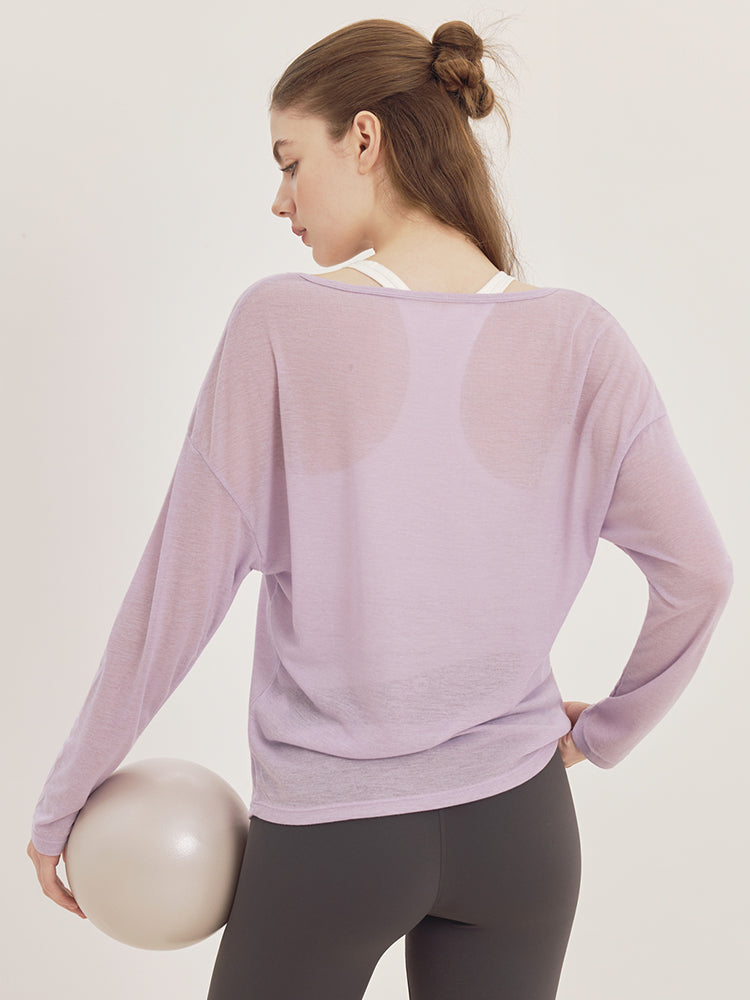 レーサーバック ロング丈 長袖トップス+スポーツブラセット