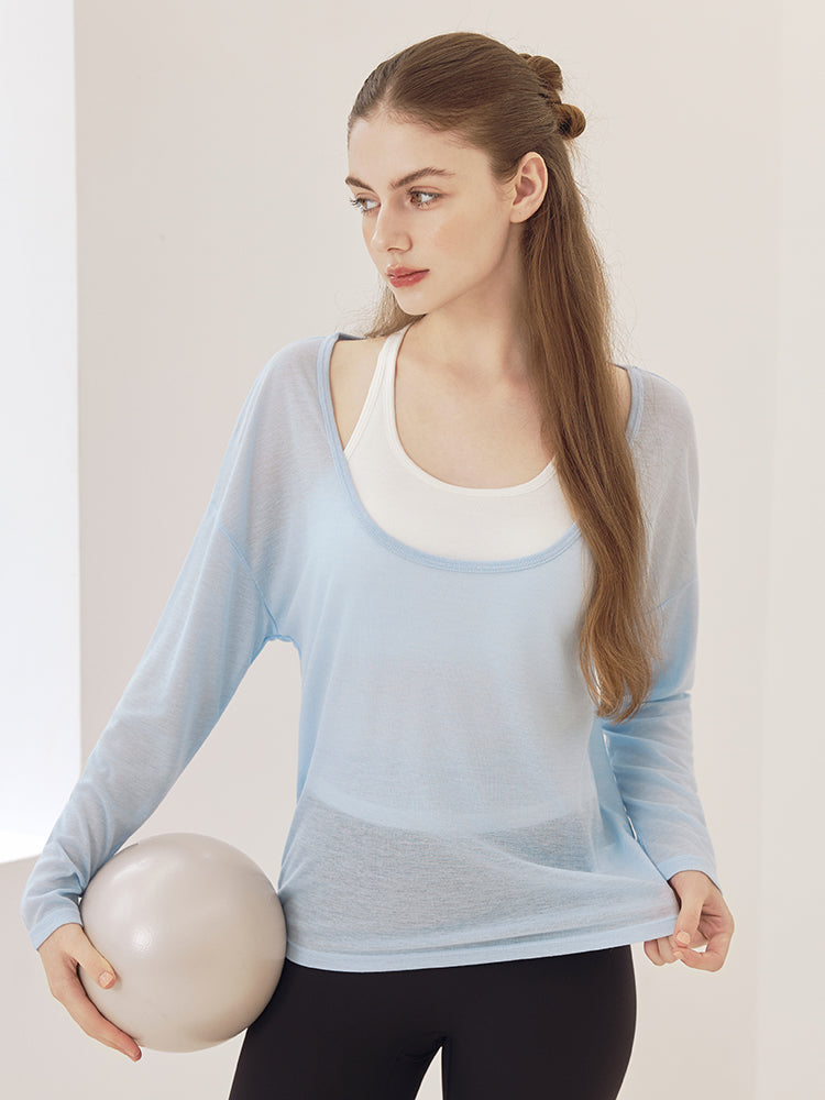 レーサーバック ロング丈 長袖トップス+スポーツブラセット