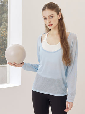 レーサーバック ロング丈 長袖トップス+スポーツブラセット