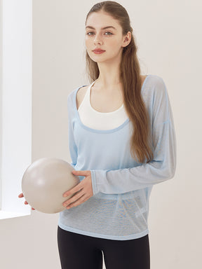 レーサーバック ロング丈 長袖トップス+スポーツブラセット