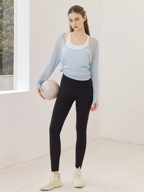 レーサーバック ロング丈 長袖トップス+スポーツブラセット