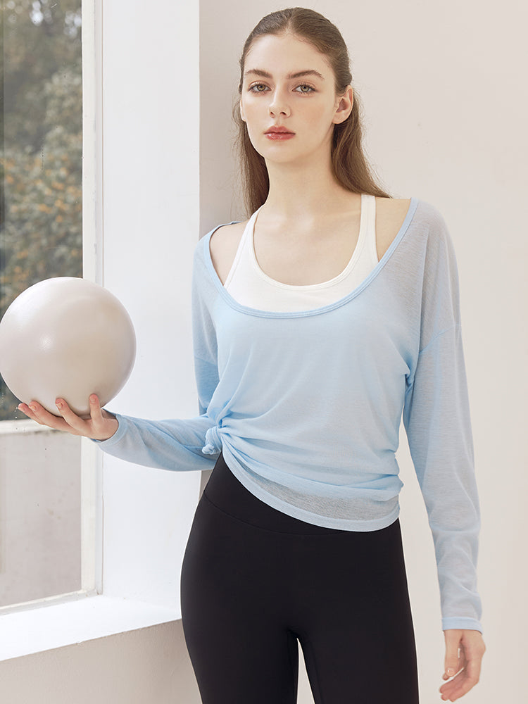 レーサーバック ロング丈 長袖トップス+スポーツブラセット