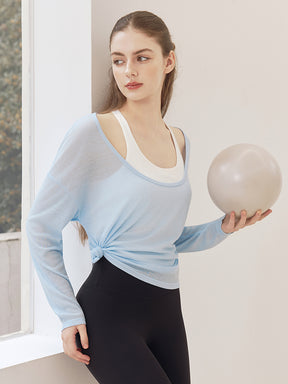 レーサーバック ロング丈 長袖トップス+スポーツブラセット