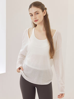 レーサーバック ロング丈 長袖トップス+スポーツブラセット