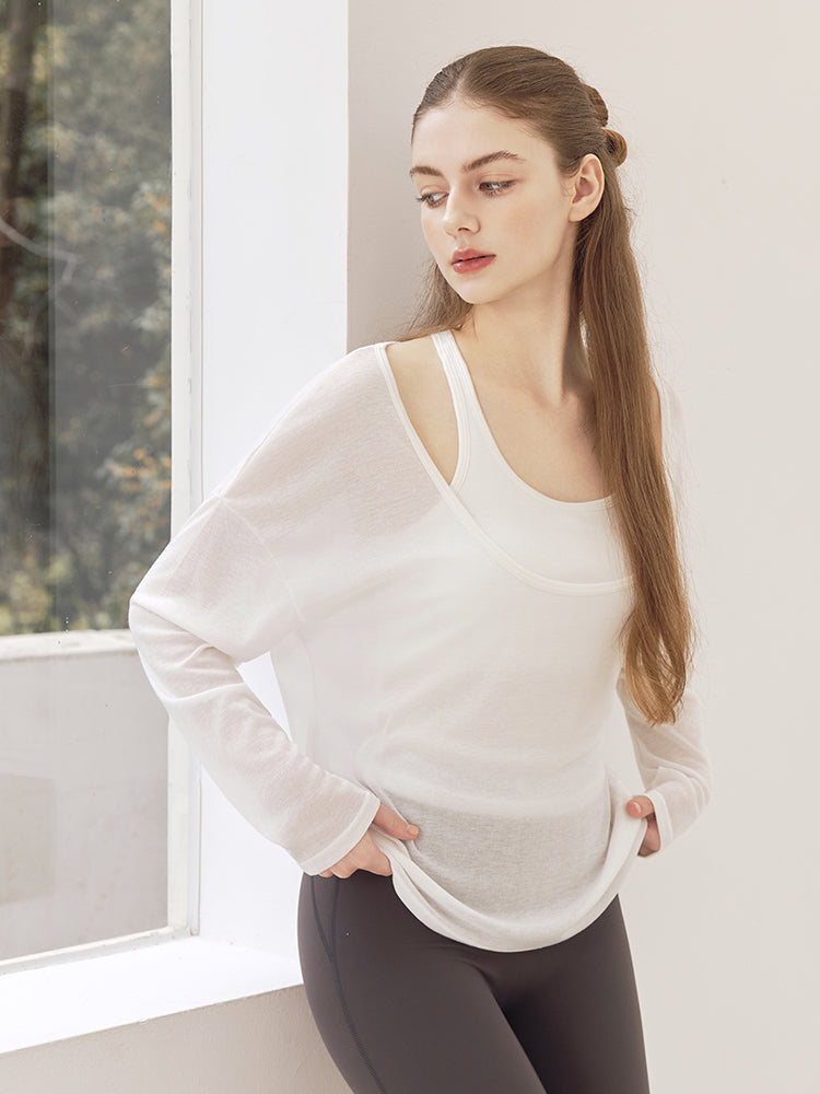 レーサーバック ロング丈 長袖トップス+スポーツブラセット