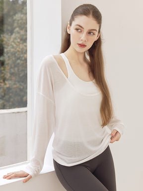 レーサーバック ロング丈 長袖トップス+スポーツブラセット