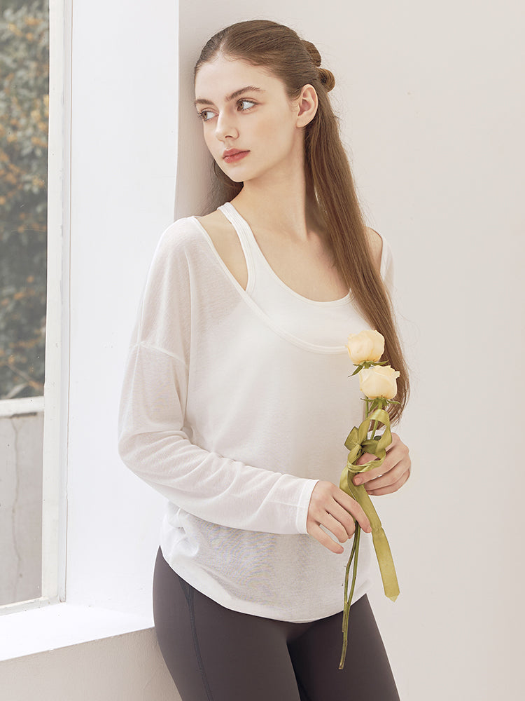 レーサーバック ロング丈 長袖トップス+スポーツブラセット