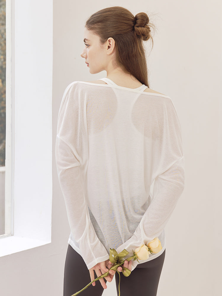 レーサーバック ロング丈 長袖トップス+スポーツブラセット