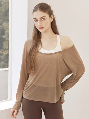 レーサーバック ロング丈 長袖トップス+スポーツブラセット