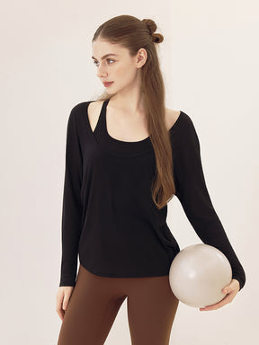 レーサーバック ロング丈 長袖トップス+スポーツブラセット