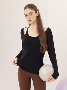 レーサーバック ロング丈 長袖トップス+スポーツブラセット