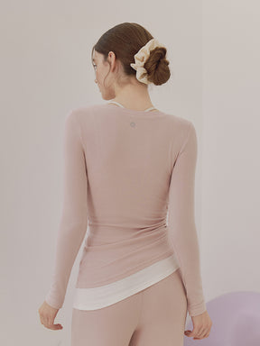 秋冬 配色 アシンメトリーヘム 長袖