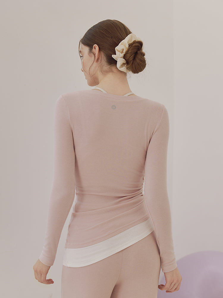 秋冬 配色 アシンメトリーヘム 長袖