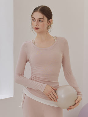 秋冬 配色 アシンメトリーヘム 長袖