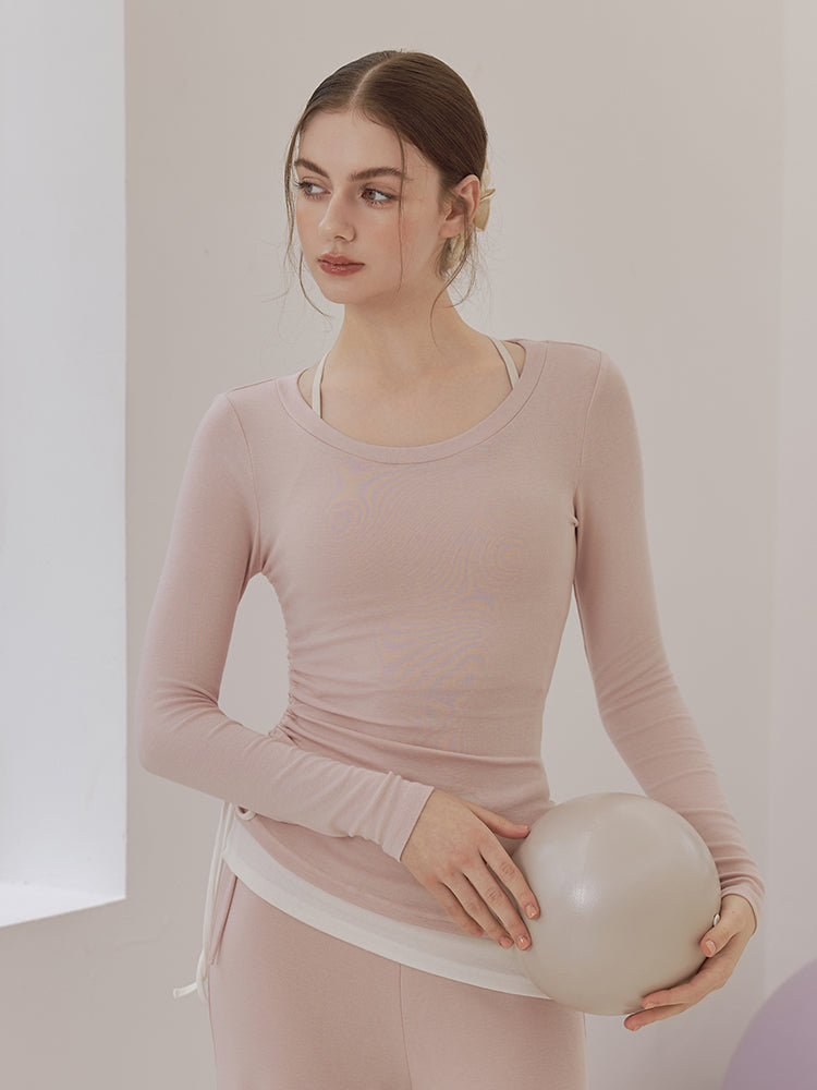 秋冬 配色 アシンメトリーヘム 長袖