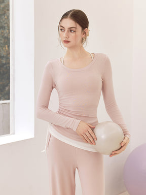 秋冬 配色 アシンメトリーヘム 長袖