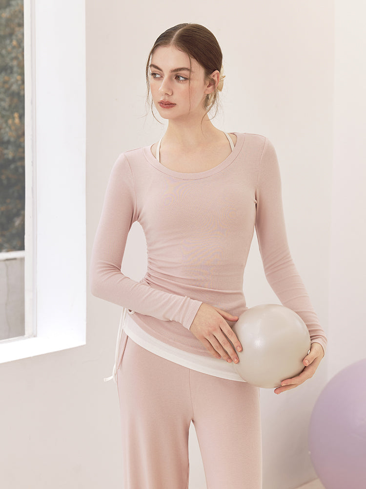 秋冬 配色 アシンメトリーヘム 長袖