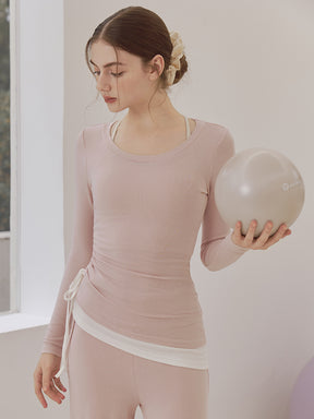 秋冬 配色 アシンメトリーヘム 長袖