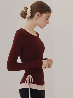 秋冬 配色 アシンメトリーヘム 長袖