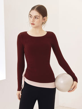 秋冬 配色 アシンメトリーヘム 長袖