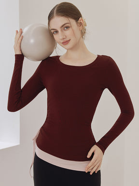 秋冬 配色 アシンメトリーヘム 長袖