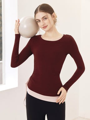 秋冬 配色 アシンメトリーヘム 長袖