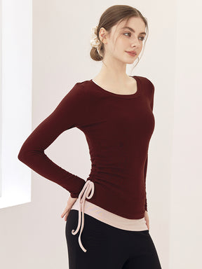 秋冬 配色 アシンメトリーヘム 長袖