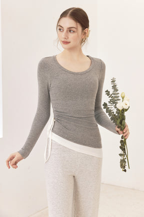 秋冬 配色 アシンメトリーヘム 長袖