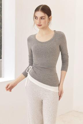 秋冬 配色 アシンメトリーヘム 長袖