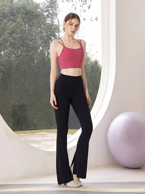 バックスタイル ダブルストラップ スポーツブラ パッド付き