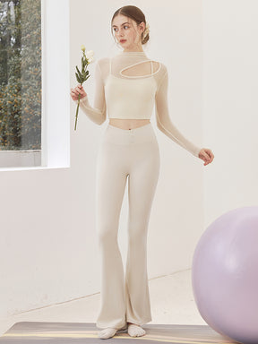 メッシュ切り替え レイヤード ロングスリーブ V字カット