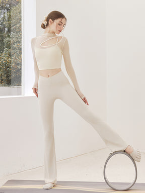 メッシュ切り替え レイヤード ロングスリーブ V字カット