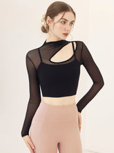 メッシュ切り替え レイヤード ロングスリーブ V字カット