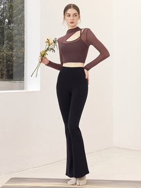 メッシュ切り替え レイヤード ロングスリーブ V字カット