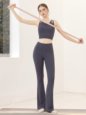 裾後ろスリット入り ミッドライズレギンス