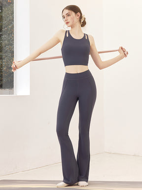 裾後ろスリット入り ミッドライズレギンス