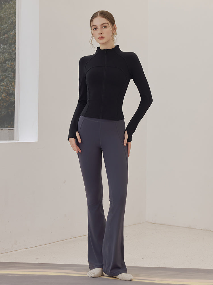 裾後ろスリット入り ミッドライズレギンス