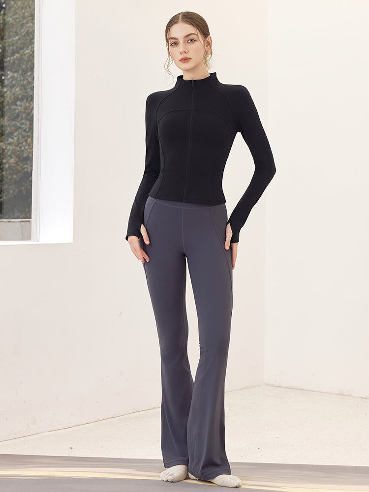 裾後ろスリット入り ミッドライズレギンス